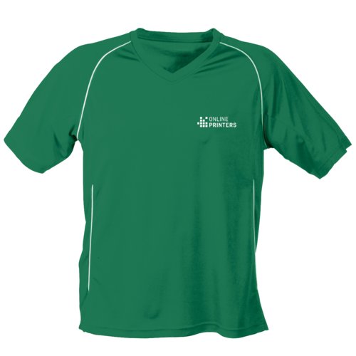 Grn sport-T-shirt i funktionsmaterial med V-ringning.