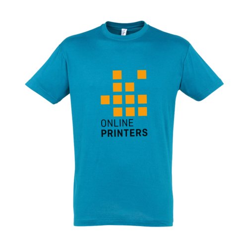 Aquabl bomulls-T-shirt med korta rmar.