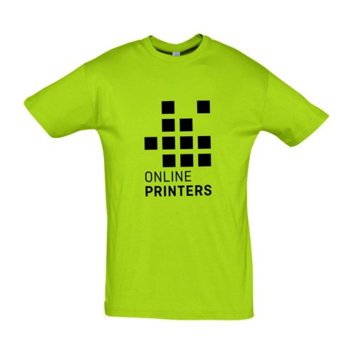 ppelgrn bomulls-T-shirt med korta rmar och rund hals.