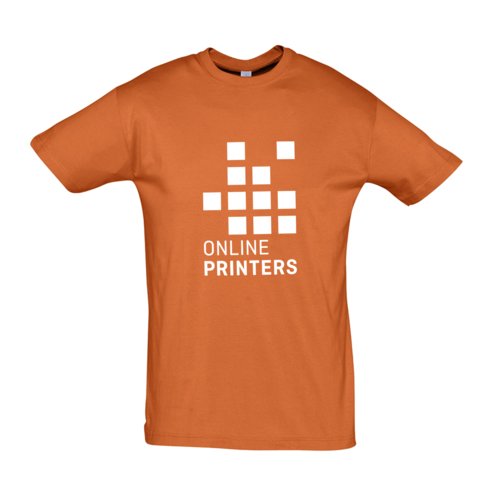 Orange bomulls-T-shirt med korta rmar och rund hals.
