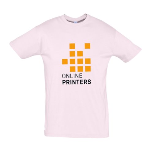 Ljusrosa bomulls-T-shirt med korta rmar, unisex-modell.