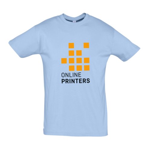Himmelsbl unisex T-shirt i bomull med korta rmar.