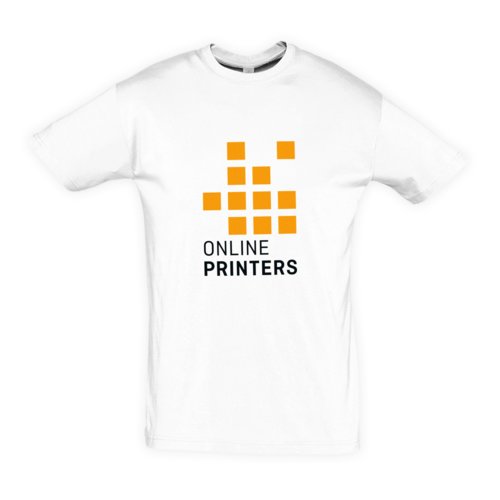 Vit bomulls-t-shirt med korta rmar och rund halsringning.