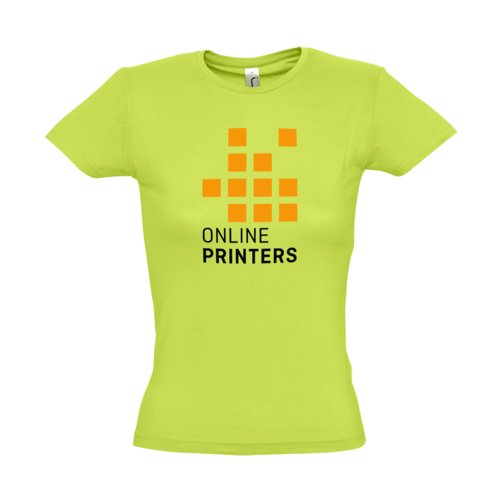 ppelgrn bomulls-T-shirt fr damer med korta rmar.