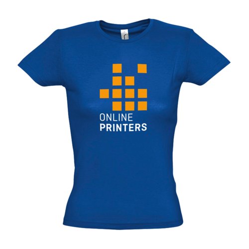Kungsbl bomulls-t-shirt fr kvinnor med korta rmar.