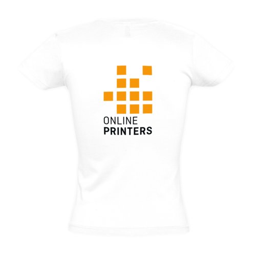 Vit bomulls-T-shirt fr damer med korta rmar.