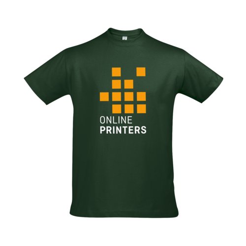 Mrkgrn bomulls-T-shirt med korta rmar.