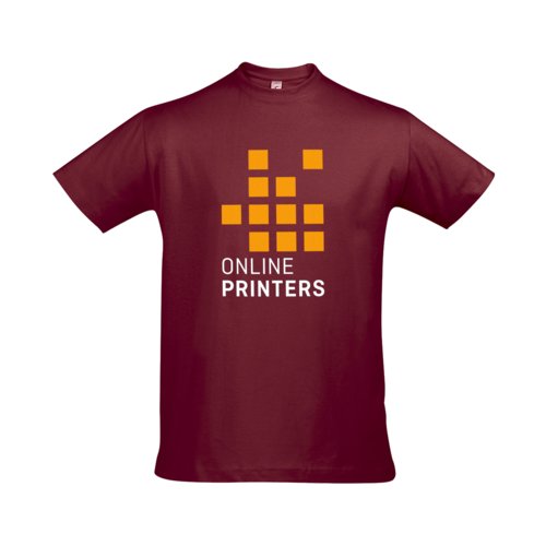 Burgunderrd herr-t-shirt i bomull med korta rmar.
