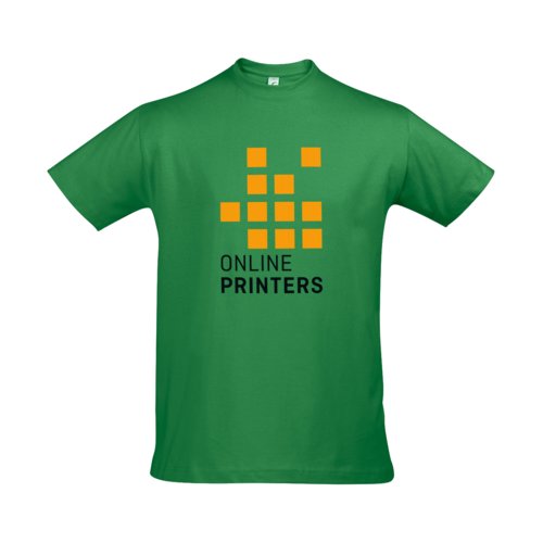 Grn bomulls-t-shirt fr mn med korta rmar.