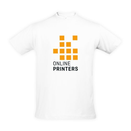 Vit bomulls-T-shirt fr mn med korta rmar.