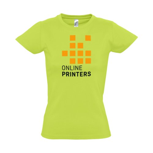 ppelgrn bomulls-T-shirt fr damer med korta rmar.
