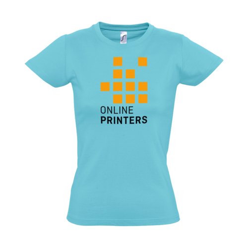 Atollbl bomulls-T-shirt fr kvinnor med korta rmar.