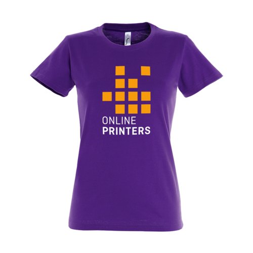 Mrkviolett dam T-shirt i bomull med korta rmar.