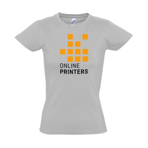 Gr bomulls-t-shirt fr damer med korta rmar.