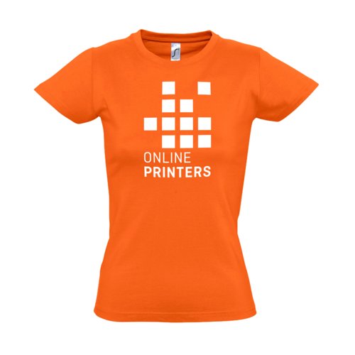 Orange dam t-shirt i bomull med korta rmar.