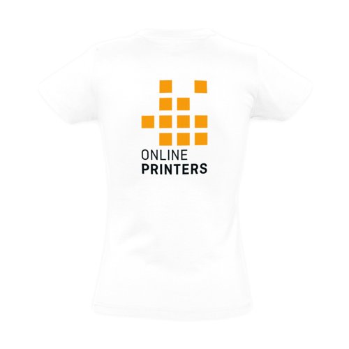 Vit bomulls-T-shirt fr kvinnor med korta rmar.
