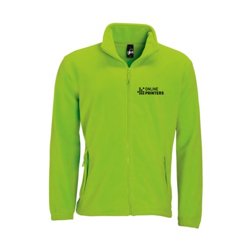 ppelgrn fleecejacka i polyester fr mn med dragkedja.