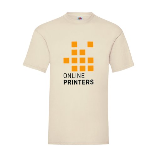 Beige bomulls-t-shirt fr mn med korta rmar.