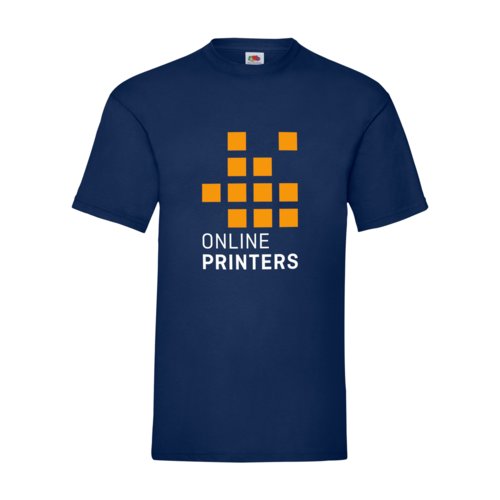 Marinbl bomulls-T-shirt fr mn med korta rmar.