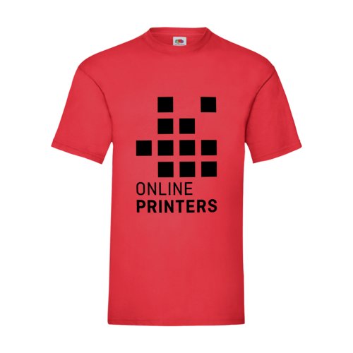 Rd bomulls-T-shirt fr mn med korta rmar och rund hals.