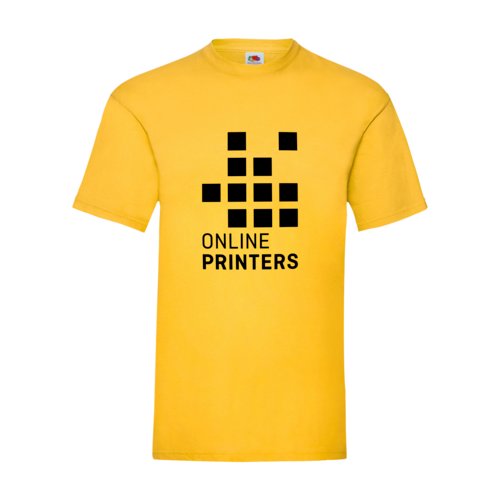 Gul bomulls-t-shirt fr mn med korta rmar.