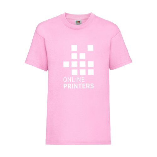 Ljusrosa bomulls-T-shirt fr barn med korta rmar.
