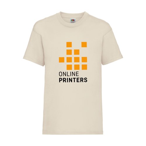Beige bomulls-T-shirt fr barn med korta rmar.