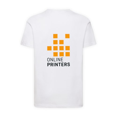 Vit bomulls-T-shirt fr barn med korta rmar.