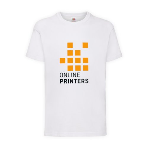 Vit bomulls-T-shirt fr barn med korta rmar.