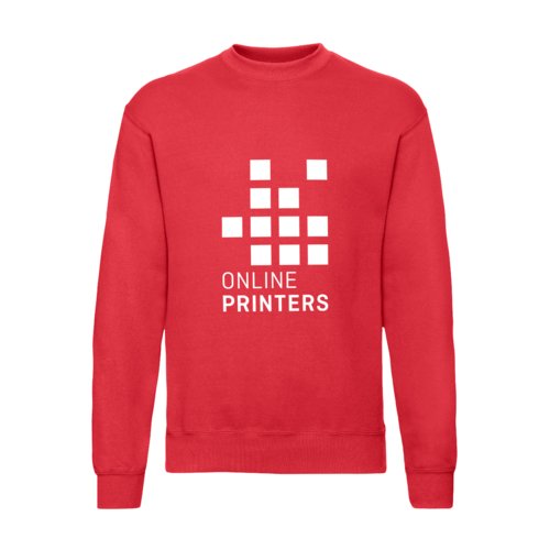 Rd sweatshirt i bomullsblandning fr mn med lnga rmar.