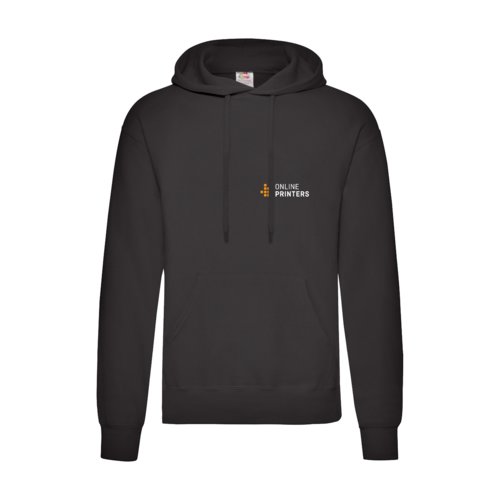 Svart bomullsblandning hoodie med huva och knguruficka.