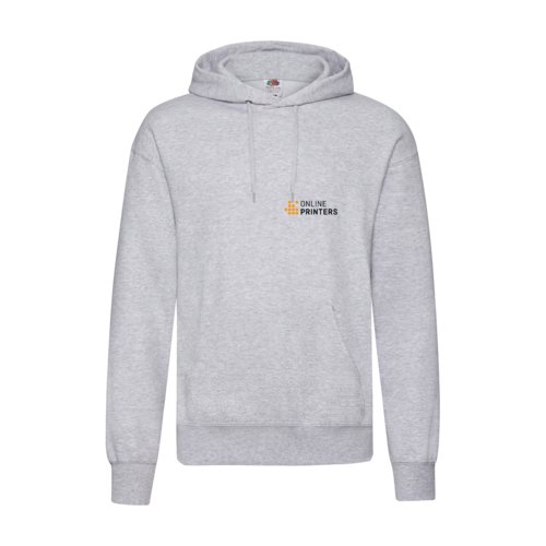 Grmelerad hoodie fr mn i bomull-polyester med huva.