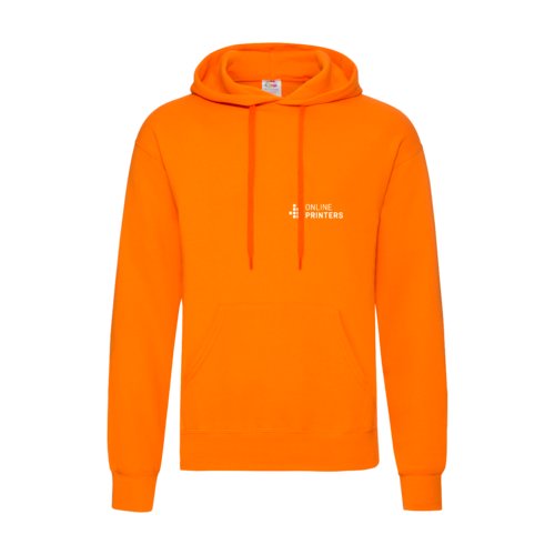 Orange bomullsblandning hoodie med huva och knguruficka.