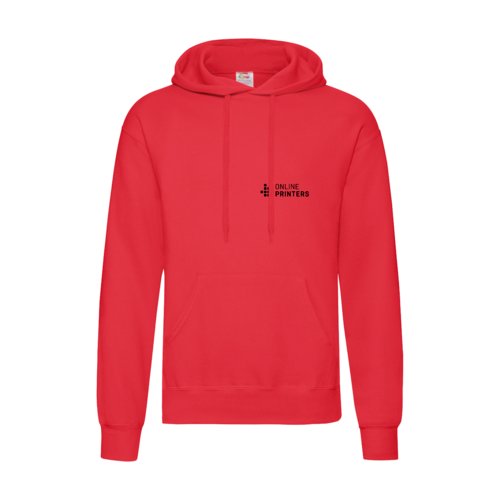 Rd hoodie i bomullsblandning med huva och knguruficka.