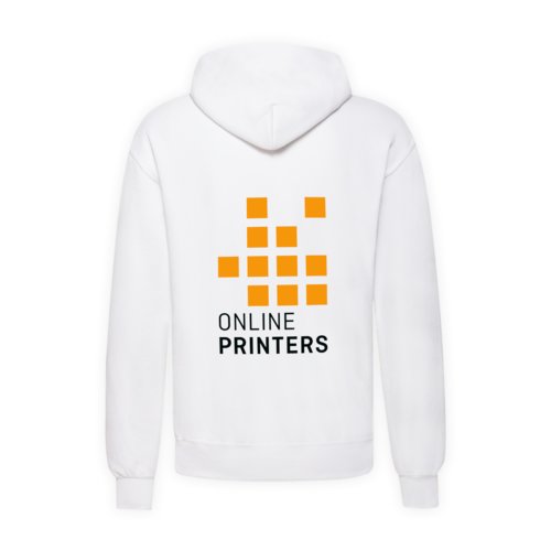 Vit bomulls-polyester hoodie fr mn med huva.