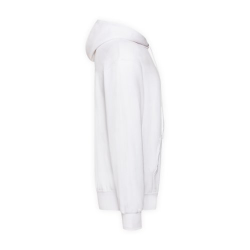 Vit bomullsblandad hoodie med huva och knguruficka.