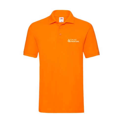 Orange piktrja i bomull fr mn med kort knappsl.