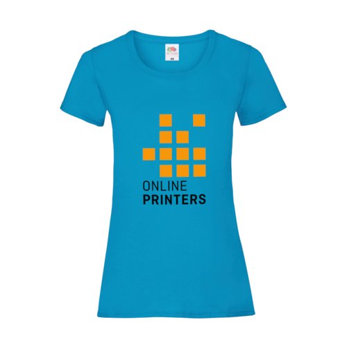 Azurbl dam T-shirt i bomull med korta rmar.