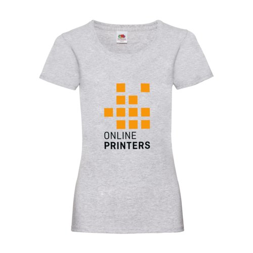 Grmelerad bomulls-T-shirt fr dam med korta rmar och V-ringning.