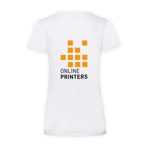 Vit bomulls-T-shirt fr damer med korta rmar.