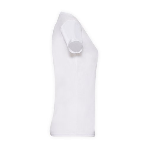 Vit bomulls-T-shirt fr damer med korta rmar.
