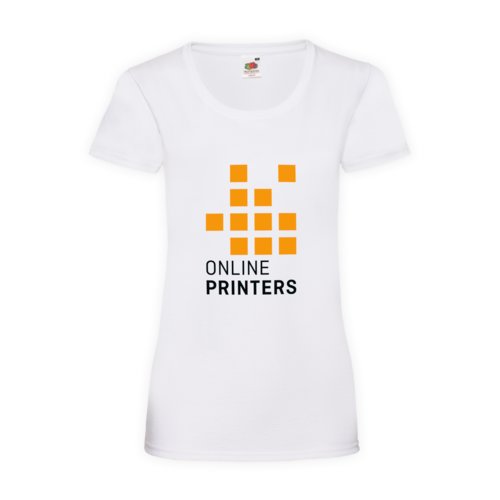 Vit bomulls-T-shirt fr dam med korta rmar.
