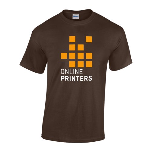 Mrkbrunt bomulls T-shirt fr mn med korta rmar.