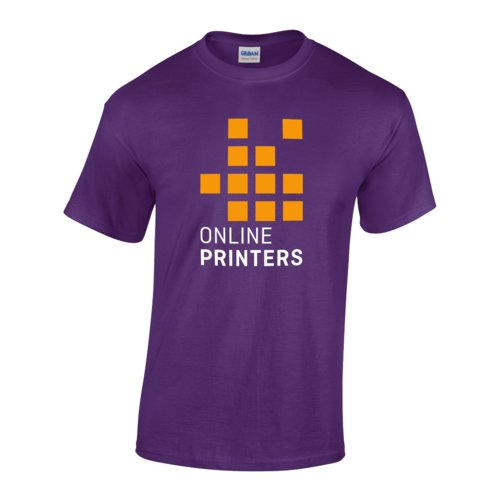 Violett bomulls-t-shirt fr mn med korta rmar.