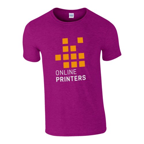 Fuchsiafrgad bomulls-T-shirt fr mn med korta rmar.