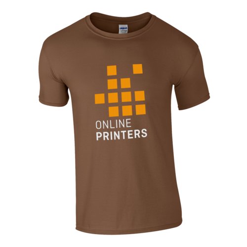 Brun bomulls-T-shirt fr mn med korta rmar.