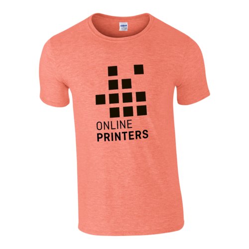 Orange bomulls-T-shirt fr mn med korta rmar.