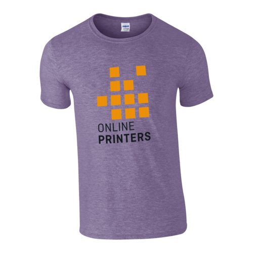 Lila melerad bomulls-T-shirt fr mn med korta rmar.
