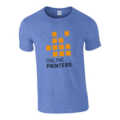 Melerad bl bomulls-t-shirt fr mn med rund hals.