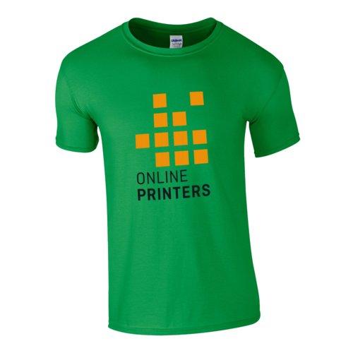 Grn tyg-T-shirt med korta rmar och rund hals.